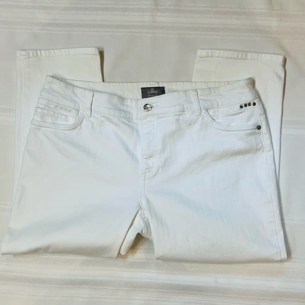 Chico’s So Slimming Jeans White Sz 2.5 Reg Sz 14 Crop‎ - Picture 3 of 14